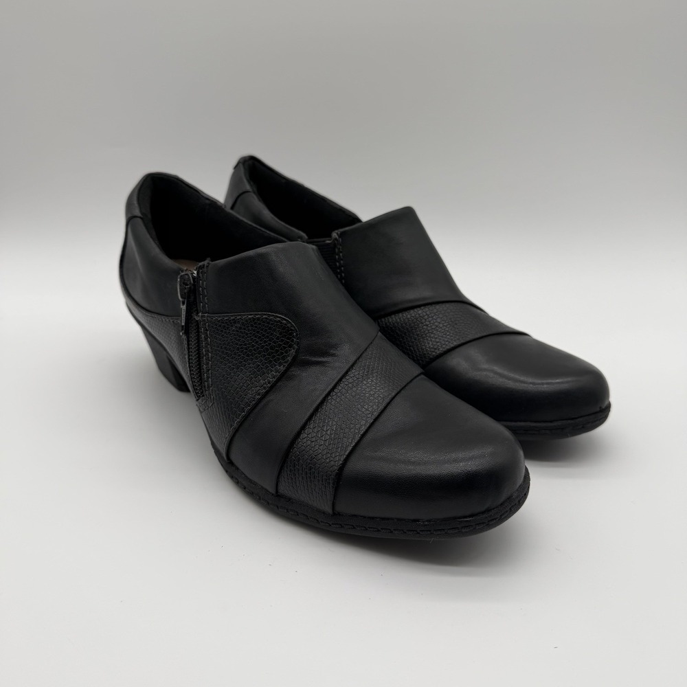 Earth Origins Women's Monica Leather Booties Side Zip Low Heel Shoes Black 8